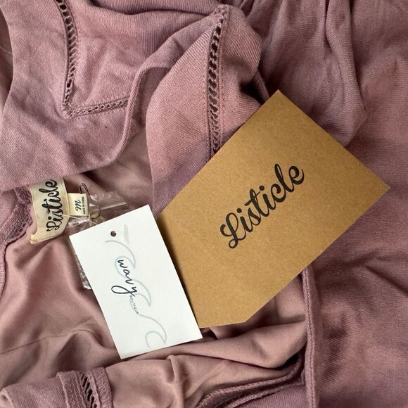 NWT Listicle Pink Wrap Front Mini Dress Size M Ruched Buttons Adjustable Straps - Picture 7 of 11